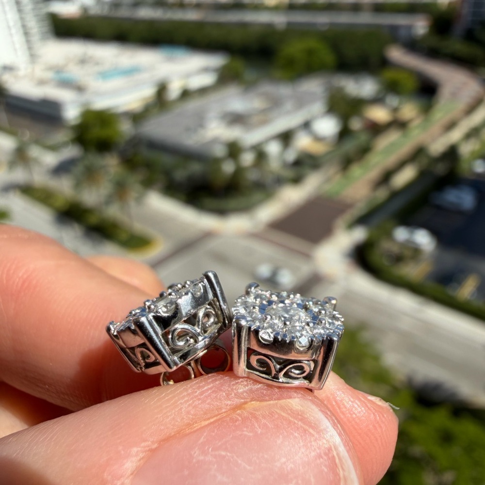 Sterling Silver White Cubic Zirconia Stud Earrings